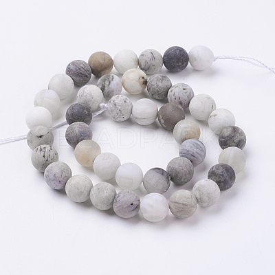 Natural Bamboo Leaf Agate Beads Strands G-J376-13F-10mm-1