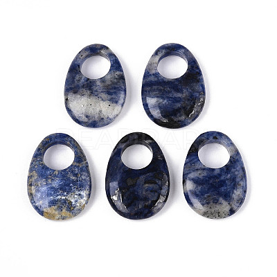 Natural Sodalite Large Hole Pendants G-N348-06B-10-1
