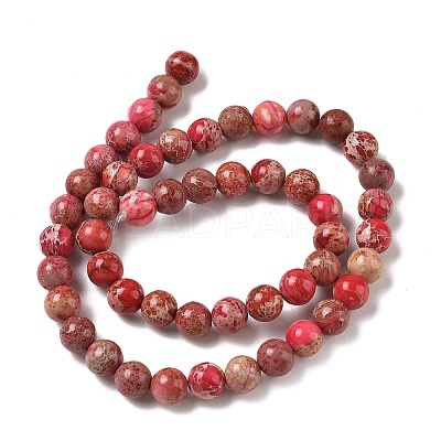 Dyed Natural Imperial Jasper Round Bead Strands G-M274-01-8mm-1