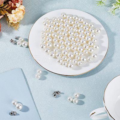 100 Sets 2 Style ABS Imitation Pearl Garment Rivets FIND-GF0005-20-1
