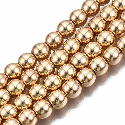 Electroplate Non-magnetic Synthetic Hematite Bead Strands G-Q466-6mm-04-1
