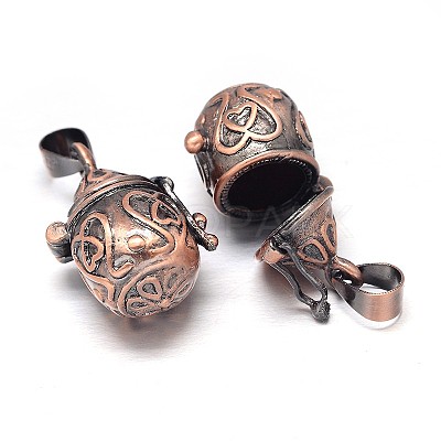 Carved Pot Rack Plating Brass Prayer Box Pendants KK-L101-17R-NF-1