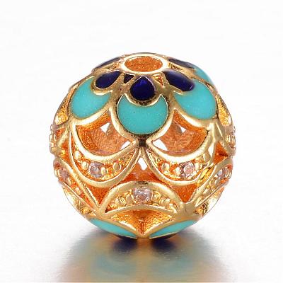 Brass Micro Pave Cubic Zirconia Beads ZIRC-D114-23G-1