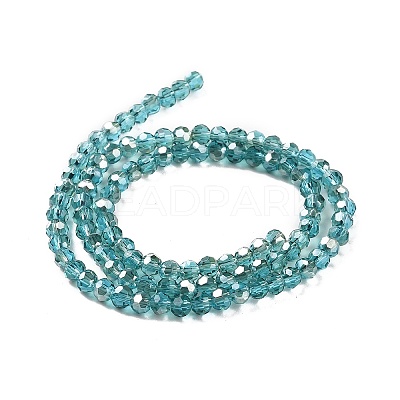 Half Rainbow Plated Glass Faceted(32 Facets) Round Spacer Beads Strands GLAA-A027-3mm-HR04-1