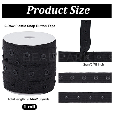 10 Yards 2-Row Plastic Snap Button Tape FIND-OC0003-85A-1
