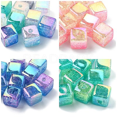 10Pcs Gradient Color & UV Plating Transparent Acrylic Beads OACR-YW0002-25D-1