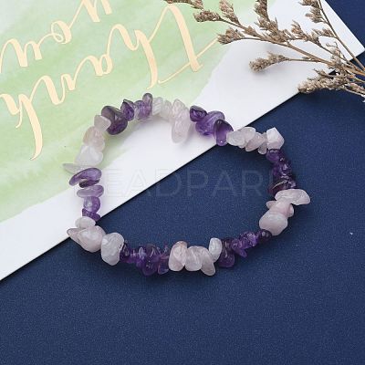 Chips Gemstone Beaded Stretch Bracelets X-BJEW-JB01824-04-1