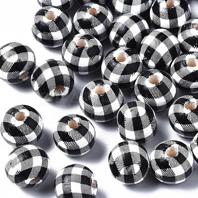 Printed Natural Wooden Beads X-WOOD-R270-10A-1