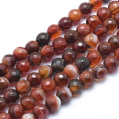 Natural Striped Agate/Banded Agate Beads G-J371-07-6mm-1