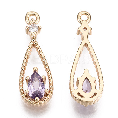 Brass Micro Pave Cubic Zirconia Pendants KK-R111-003-A03-1