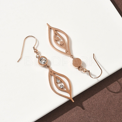 304 Stainless Steel Leaf Dangle Earrings EJEW-Z129-13RG-1