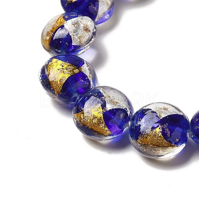 Handmade Gold Foil and Silver Foil Lampwork Flat Round Beads FOIL-C001-02I-1