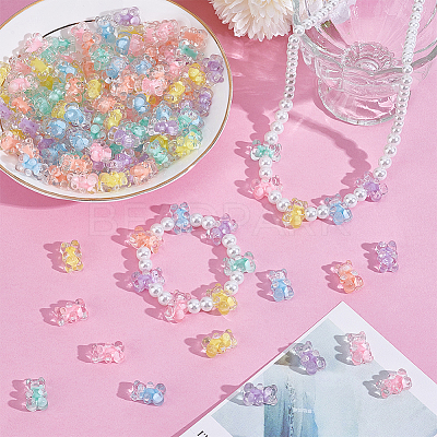 150Pcs 6 Colors Transparent Acrylic Beads OACR-NB0001-51-1
