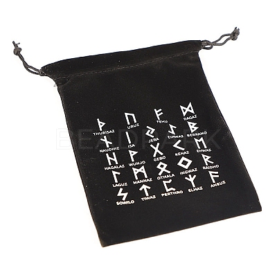 Runes Velvet Jewelry Storage Drawstring Pouches WICR-PW0007-04A-1