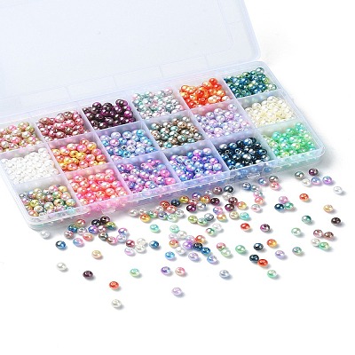 1350Pcs 18 Style Rainbow ABS Plastic & Acrylic Imitated Pearl Beads DIY-YW0007-99-1