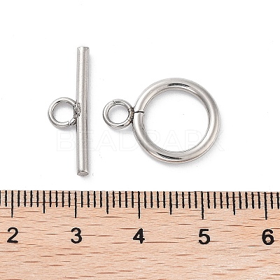 Non-Tarnish 304 Stainless Steel Ring Toggle Clasps STAS-A092-09H-P-1
