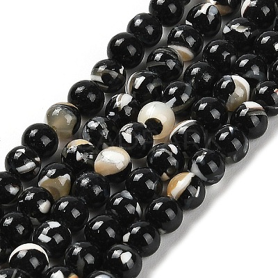 Assembled Synthetic Stone and Trochus Shell Beads Strands G-B128-08A-04-1
