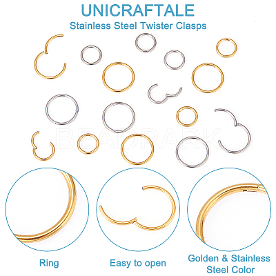 16Pcs 4 Styles 304 Stainless Steel Twister Clasps STAS-UN0040-53-1