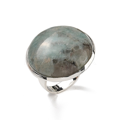 Natural Amazonite Round Adjustable Rings RJEW-K371-09S-14-1