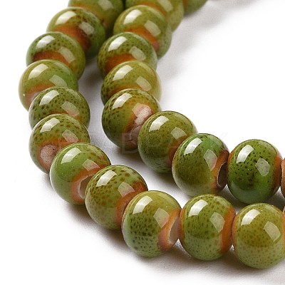 Handmade Fancy Antique Glazed Porcelain Ceramic Round Beads Strands PORC-L019-13mm-10-1
