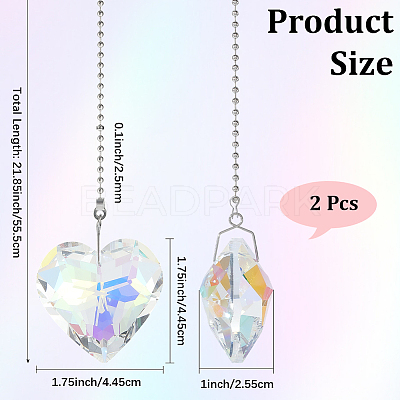 Glass Ceiling Fan Pull Chain Extenders HJEW-WH20021-03P-04-1
