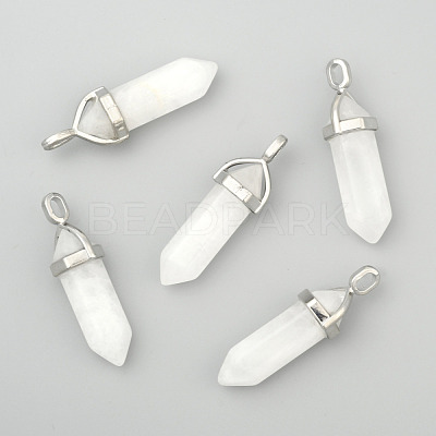 Natural White Jade Double Terminated Pointed Pendants G-F295-04H-1