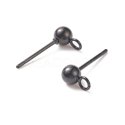 304 Stainless Steel Ball Stud Earring Findings STAS-G099-09B-1