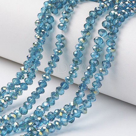 Electroplate Transparent Glass Beads Strands EGLA-A034-T4mm-S18-1