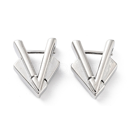 Triangle Rack Plating Brass Hoop Earrings for Women KK-Z038-19P-1