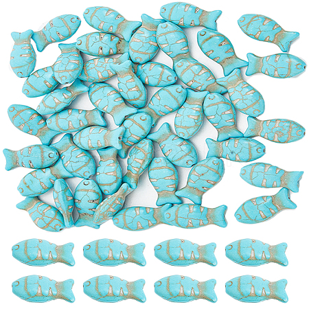 50Pcs Synthetic Turquoise Dyed Beads G-SC0002-60-1