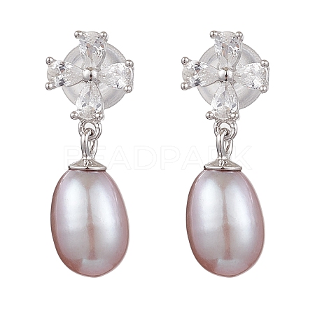 Natural Pearl Ear Studs EJEW-P286-09P-1