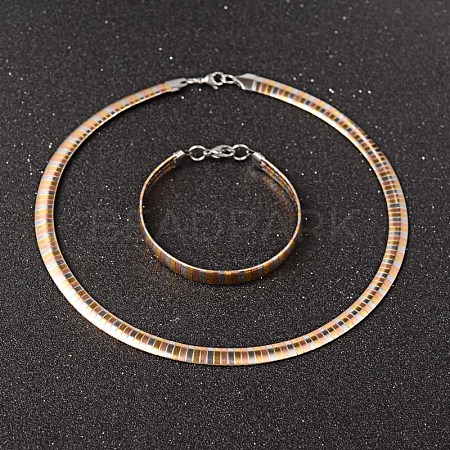304 Stainless Steel Necklaces and Bracelets Jewelry Sets SJEW-O081-14M-1