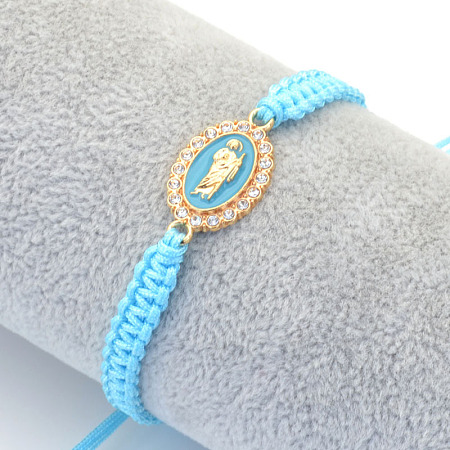 Religion Alloy Rhinestone and Enamel Link Bracelets FS-WG5574D-11-1