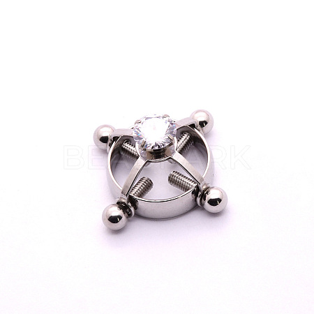 304 Stainless Steel Crystal Rhinestone Clip on Nipple Rings WGE16BD-01-1