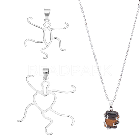 2Pcs 2 Styles Oval & Heart 925 Sterling Silver Pendant Cabochon Settings STER-NB0001-09-1