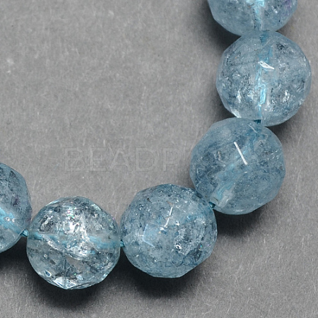 Dyed Natural Blue Sponge Quartz Bead Strands X-G-R174-9mm-1