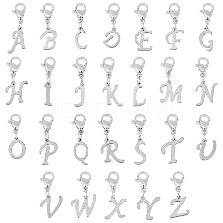 SUPERFINDINGS 26Pcs 304 Stainless Steel Letter Pendant Decorations HJEW-FH0006-52-1