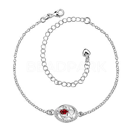 Delicate Silver Plated Brass Cubic Zirconia Filigree Anklets AJEW-BB05248-C-1