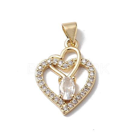 Brass Micro Pave Cubic Zirconia Pendants KK-E003-03G-1