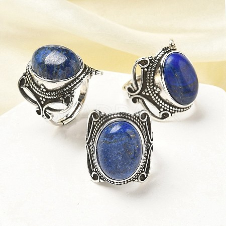 Natural Lapis Lazuli Adjustable Rings RJEW-I108-02AS-11-1