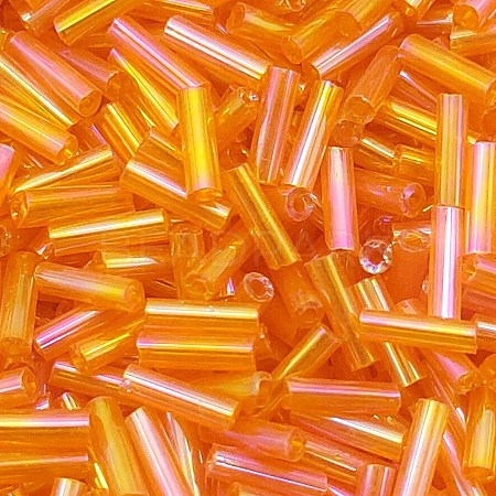 Transparent Colours Rainbow Glass Bugle Beads GLAA-WH0055-32D-1