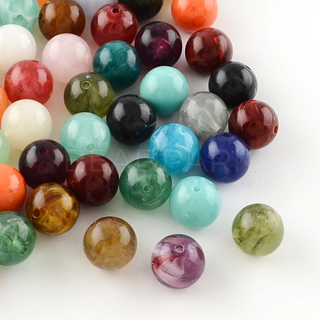 Round Imitation Gemstone Acrylic Beads Y-OACR-R029-6mm-M-1