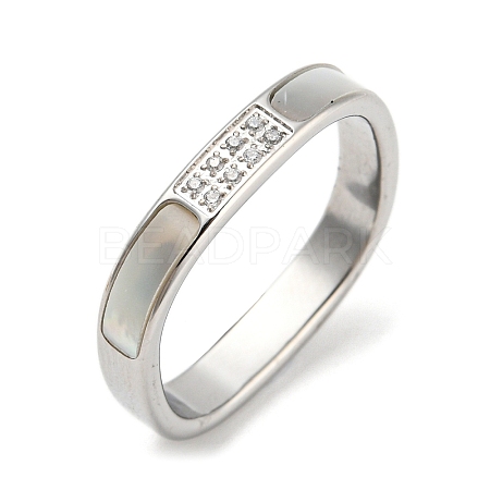 304 Stainless Steel Rectangle Finger Ring RJEW-C059-01P-1