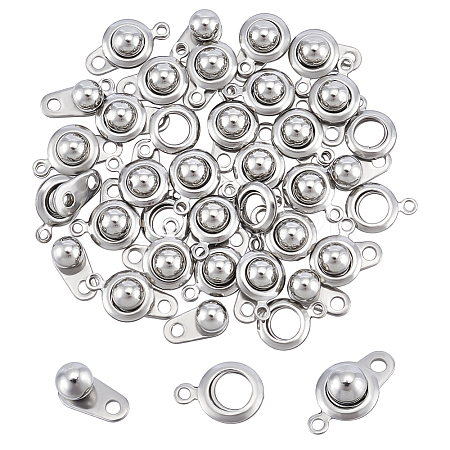 30Sets 201 Stainless Steel Snap Clasps STAS-UN0062-05-1