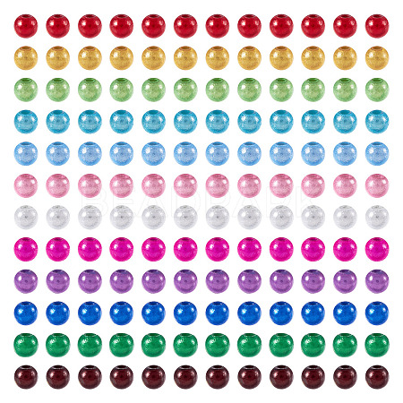 360Pcs 12 Colors Spray Painted Acrylic Beads MACR-TA0002-25-1