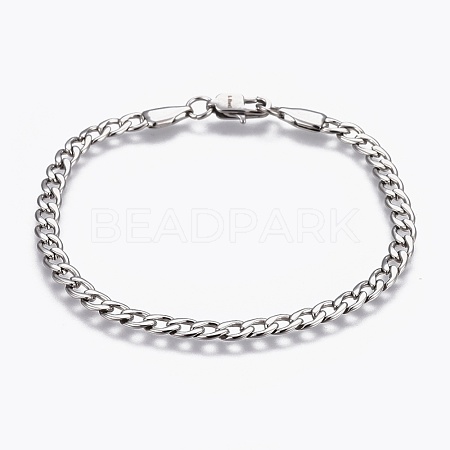 304 Stainless Steel Curb Chain Bracelets BJEW-O168-17P-1