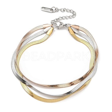 304 Stainless Steel Herringbone Chain Bracelets BJEW-H618-18MC-1