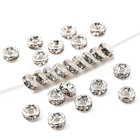 Rack Plating Brass Crystal Rhinestone Rondelle Space Beads RB-D303-S-1