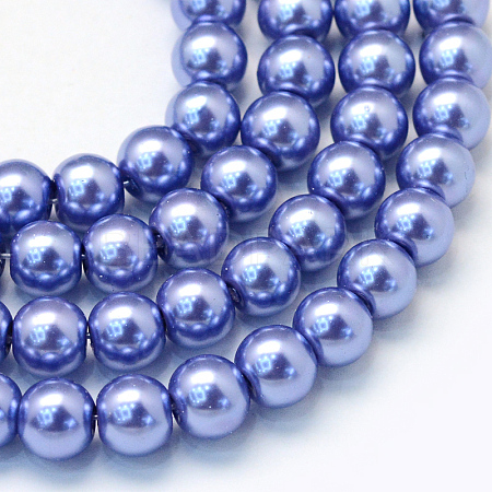 Baking Paint Pearlized Glass Pearl Round Bead Strands X-HY-Q003-4mm-09-1