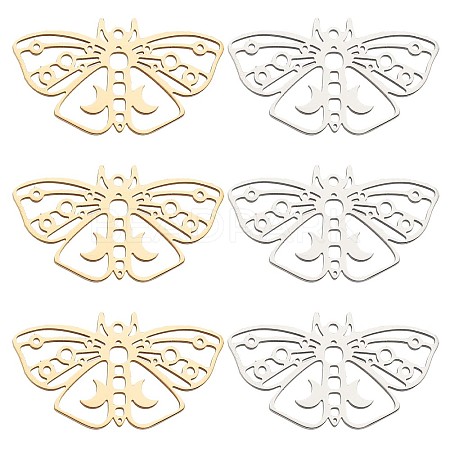 12Pcs 2 Colors 201 Stainless Steel Pendants STAS-SC0005-11-1